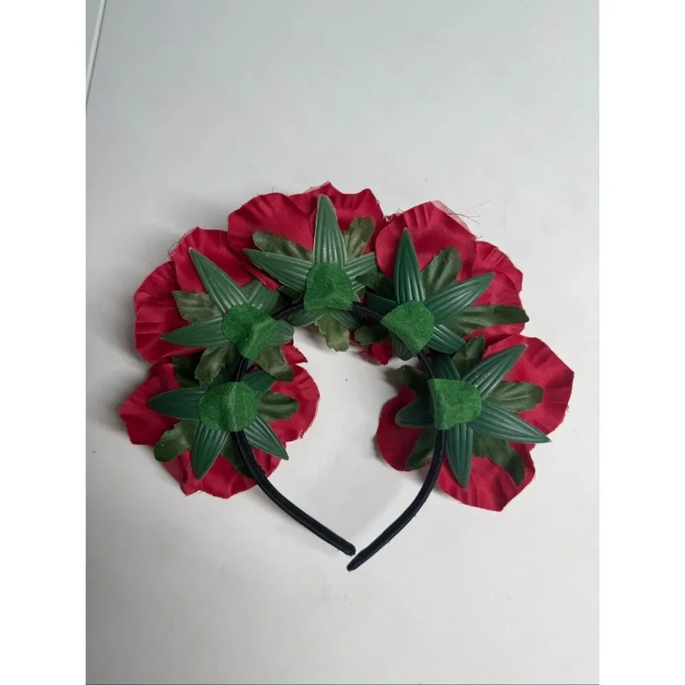 Red Rose Floral Headband Romantic Statement Hair Festival Party OS Adult
